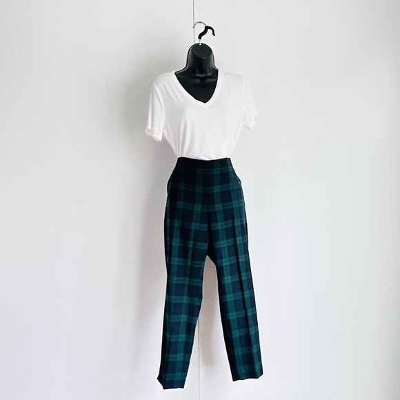J Crew Green Tartan cropped Pants - Size 10 - Picture 3 of 5
